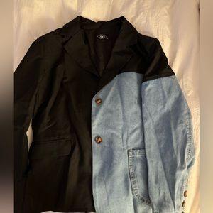 BLACK DENIM SPLICE BLAZER